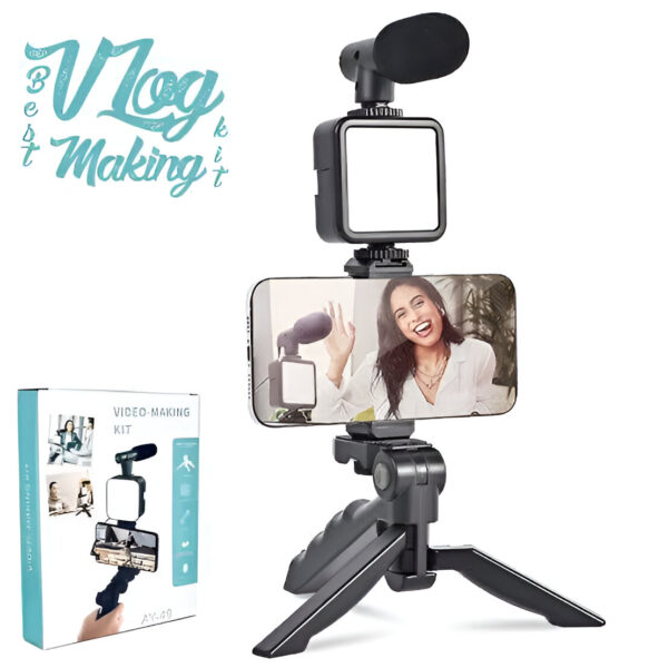 Original Vlogger video making Kits Vlog Microphone LED Fill Light Mini Tripod With Remote Key mobile holder in Pakistan at the cheap price.