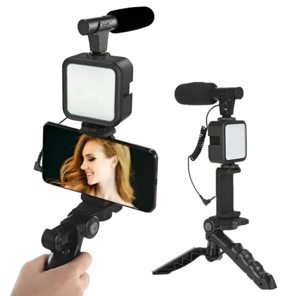 Original Vlogger video making Kits Vlog Microphone LED Fill Light Mini Tripod With Remote Key mobile holder in Pakistan at the cheap price.