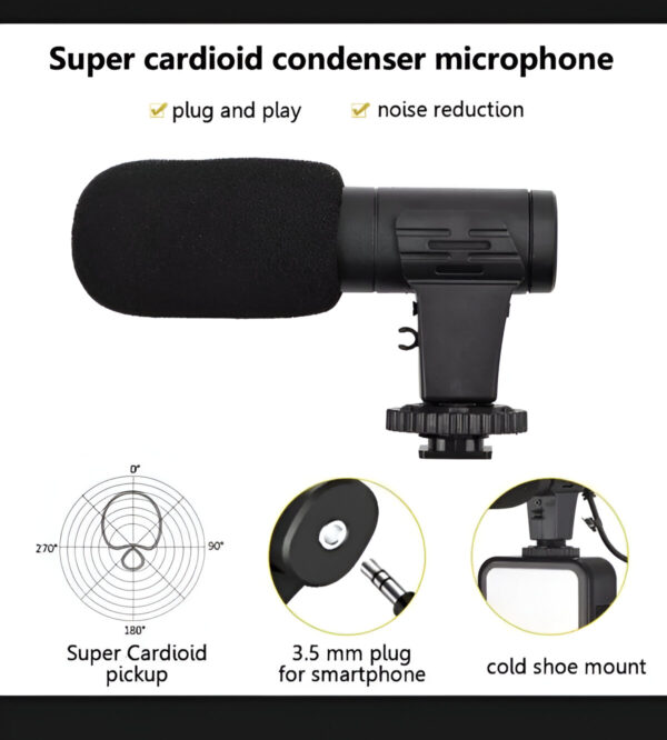 Original Vlogger video making Kits Vlog Microphone LED Fill Light Mini Tripod With Remote Key mobile holder in Pakistan at the cheap price.