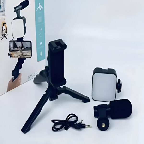 Original Vlogger video making Kits Vlog Microphone LED Fill Light Mini Tripod With Remote Key mobile holder in Pakistan at the cheap price.