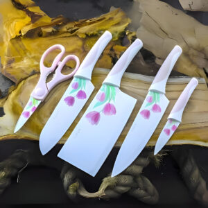 5 Pieces Flower Coated Klasique Knives Set High Quality